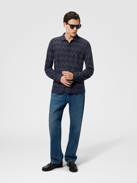 Camisa en cachemira zig zag, Azul Marino  - US26WJ07BR014MS72Q0