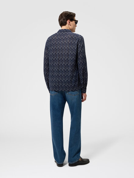 Camisa en cachemira zig zag, Azul Marino  - US26WJ07BR014MS72Q0