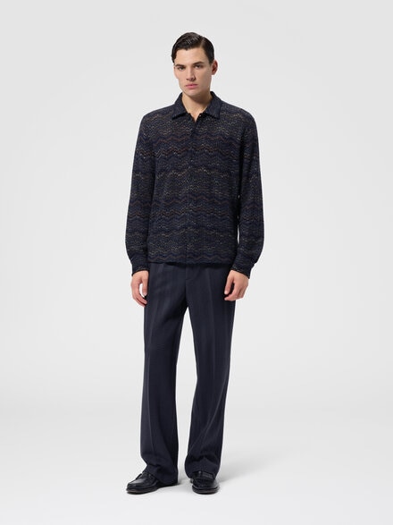 Cashmere and viscose knit shirt, Blue - US26WJ08BC006JS72QX