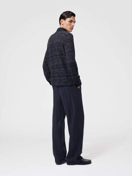 Cashmere and viscose knit shirt, Blue - US26WJ08BC006JS72QX