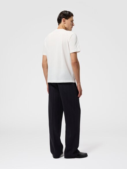 Cotton jersey crewneck T-shirt with insert, White & Blue - US26WL04BJ00R9S01N8