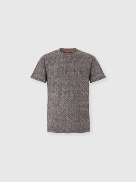 Cashmere and viscose knit crewneck T-shirt, Multicoloured  - US26WL05BR0162S91TF