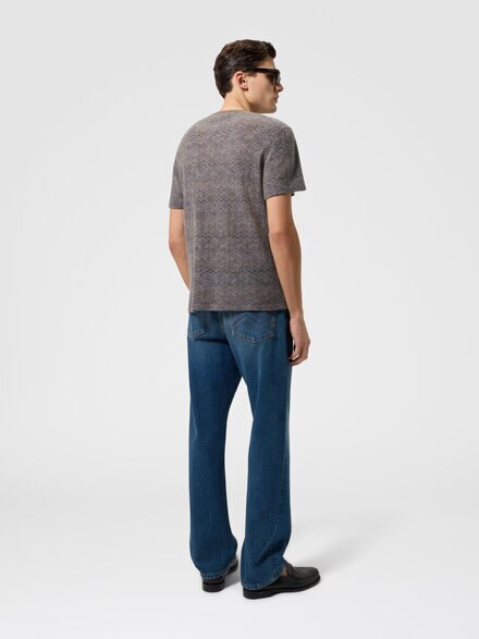 Cashmere and viscose knit crewneck T-shirt, Multicoloured  - US26WL05BR0162S91TF