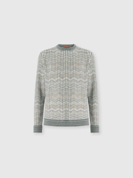 Cashmere and viscose zig zag pullover, Beige - US26WN03BC006HS01M6