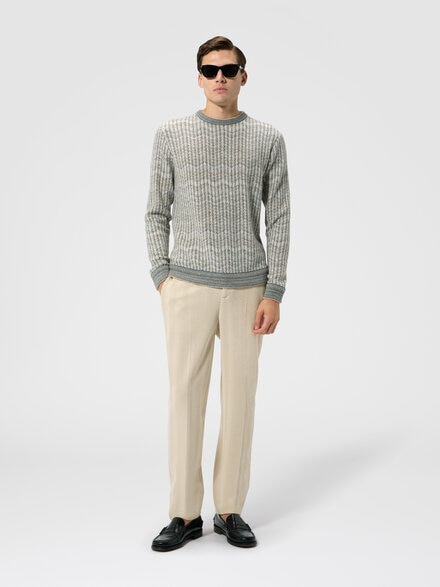 Cashmere and viscose zig zag pullover, Beige - US26WN03BC006HS01M6