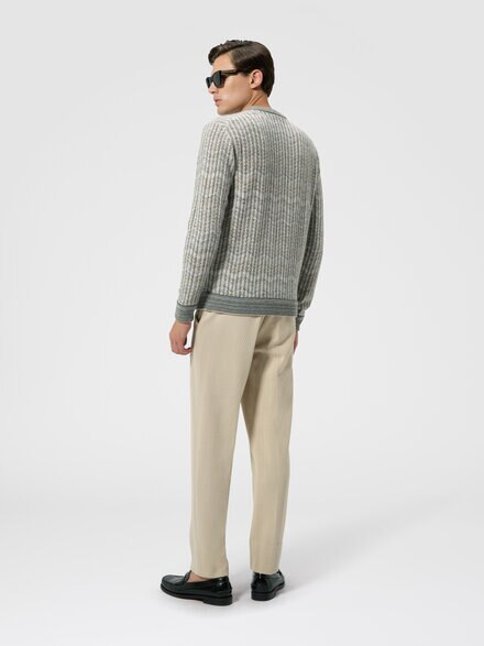 Cashmere and viscose zig zag pullover, Beige - US26WN03BC006HS01M6
