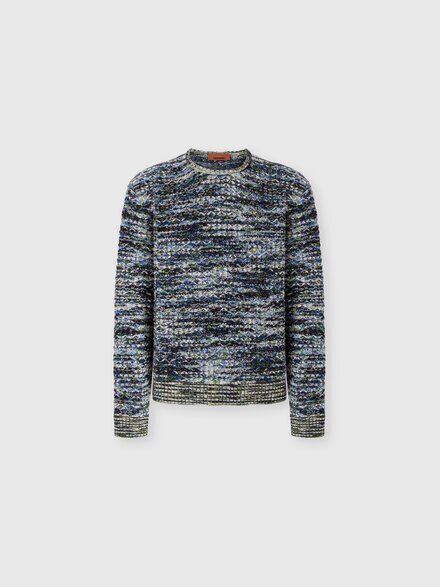 Wool and viscose pullover with 3D texture, Multicoloured  - US26WN0JBK01KCS72RD