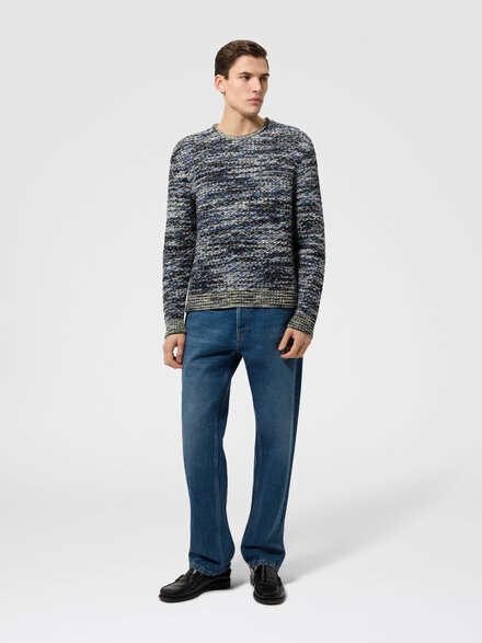 Wool and viscose pullover with 3D texture, Multicoloured  - US26WN0JBK01KCS72RD
