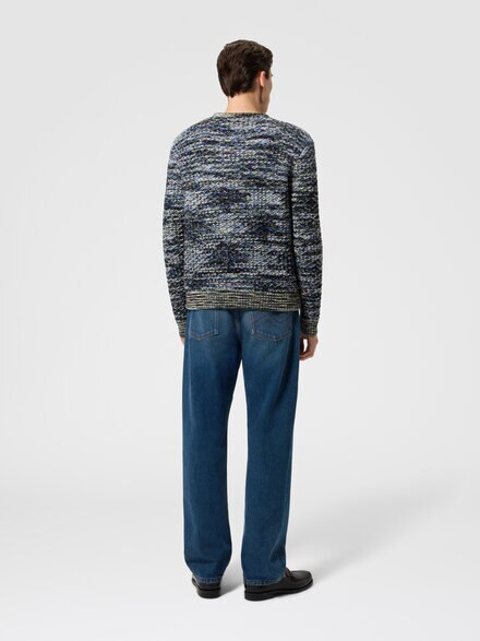 Wool and viscose pullover with 3D texture, Multicoloured  - US26WN0JBK01KCS72RD