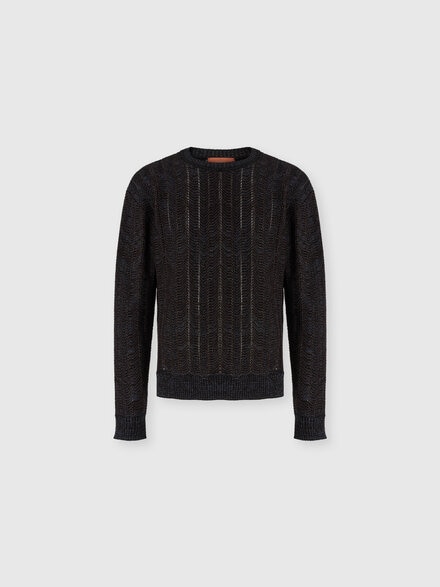Pullover aus Woll- und Viskosemischung mit Greek-Key-Muster, Marineblau  - US26WN0LBK01JNS72RM