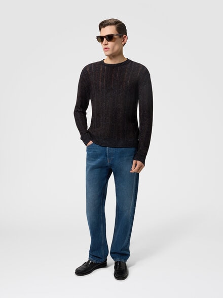 Pullover aus Woll- und Viskosemischung mit Greek-Key-Muster, Marineblau  - US26WN0LBK01JNS72RM