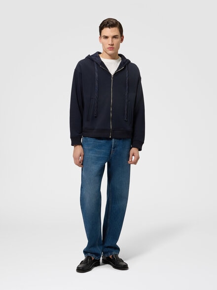 Cotton zip-up hoodie with insert, Blue - US26WW00BJ00RBS72RV
