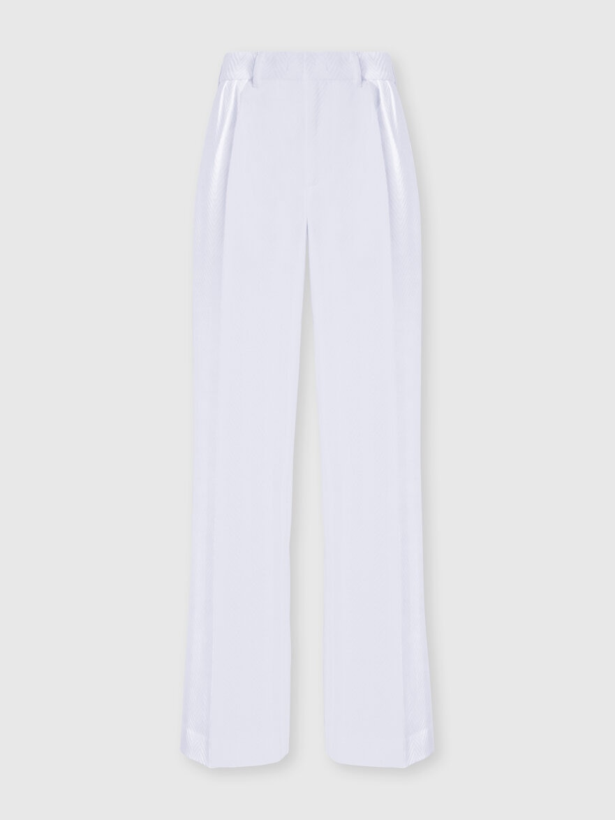Classic trousers in cotton and viscose tone-on-tone zig zag