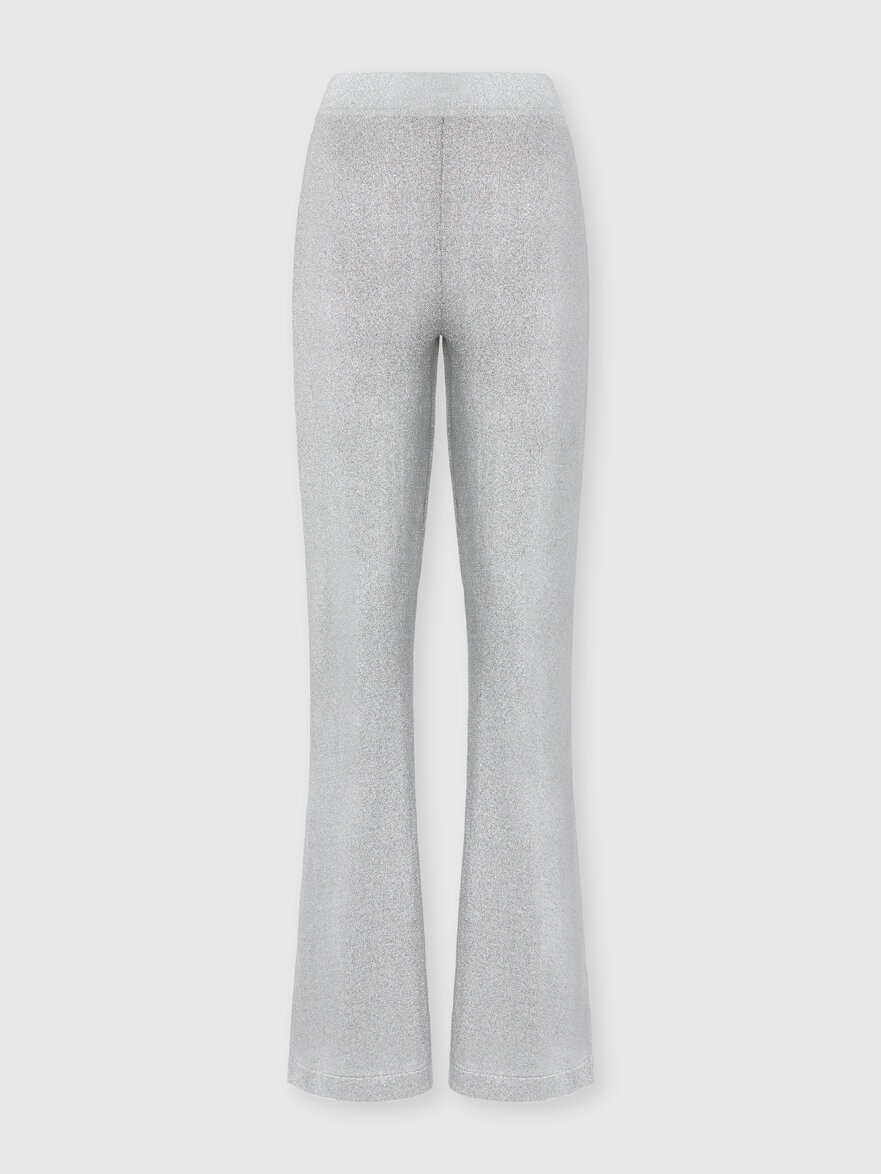Lamé fabric flare trousers