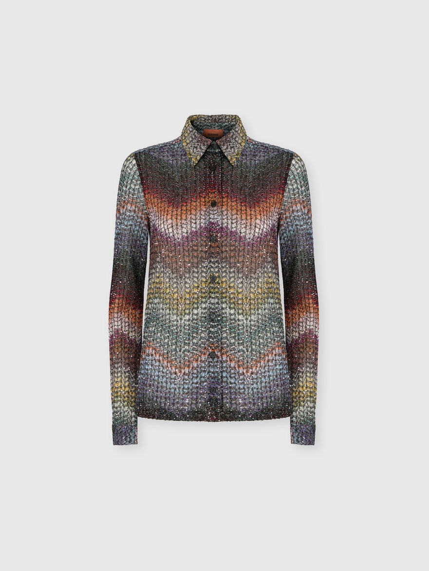 Mixed Viscose Lamé Shirt with Sequins