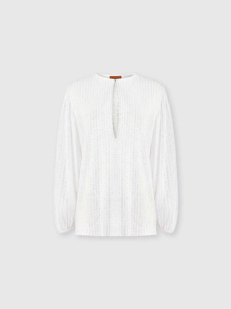 Ribbed Viscose Lamé Blouse with Sequins
