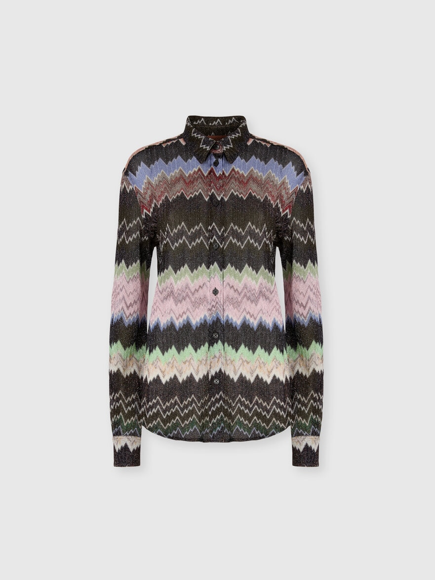 Snake-Pattern Viscose Lamé Shirt