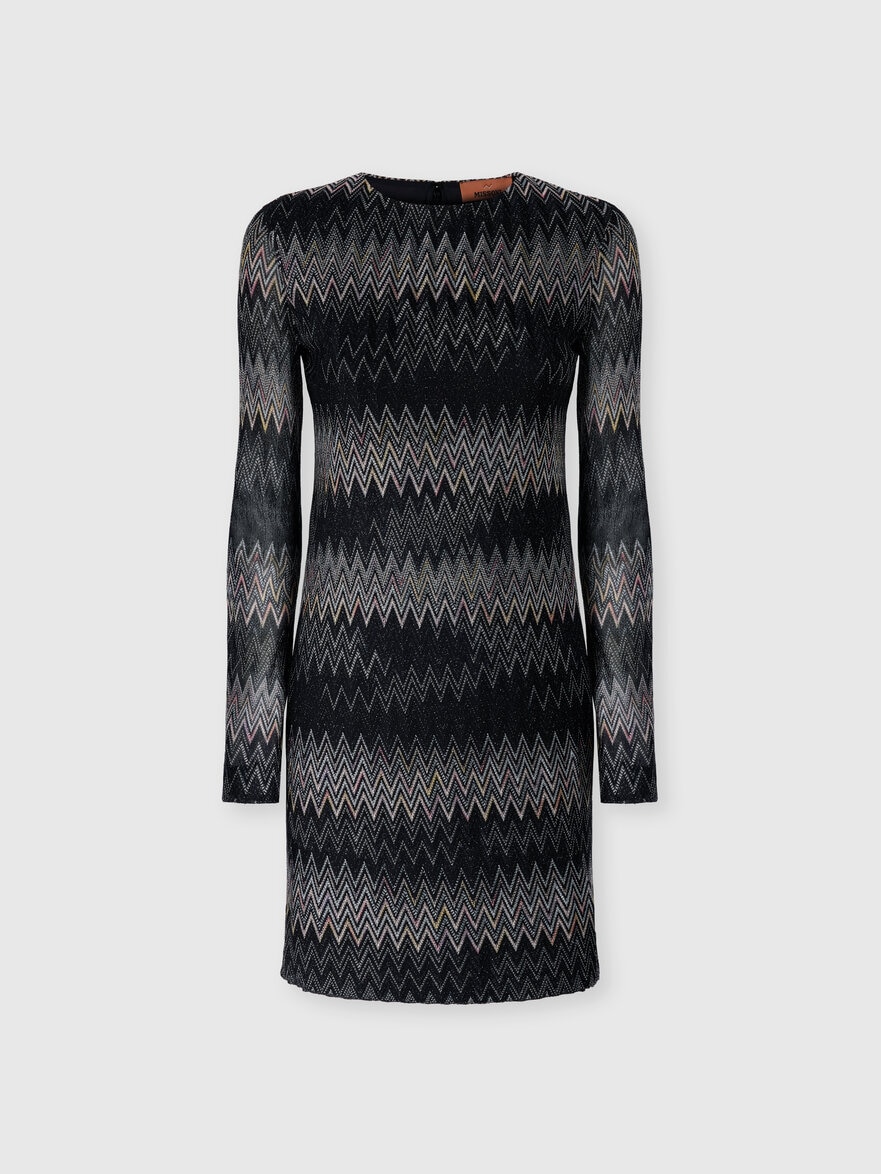 Chevron Lamé Viscose Mini Dress