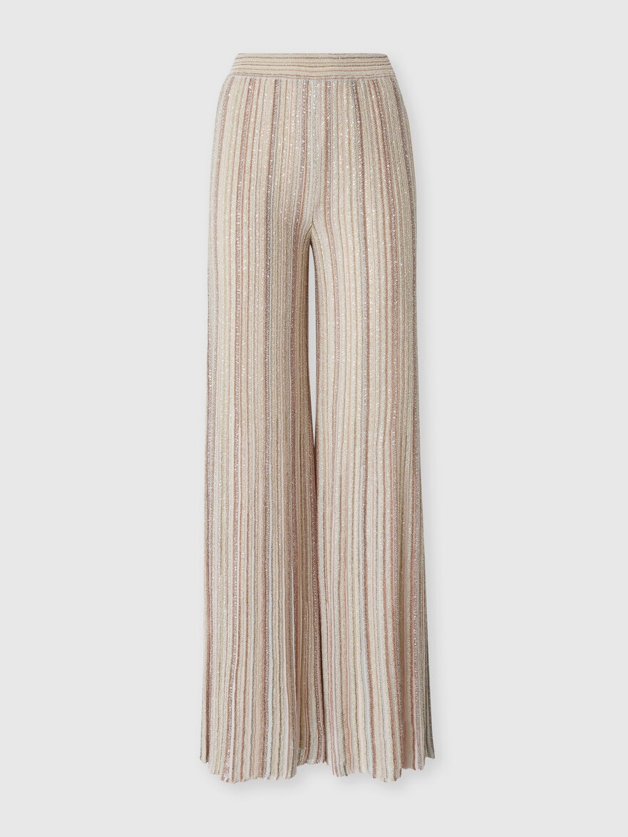 Ribbed palazzo trousers with sequins