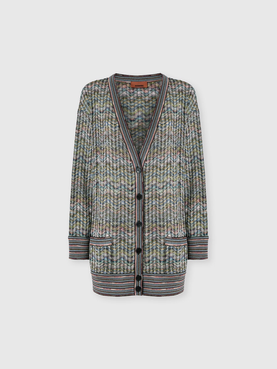 Oversized viscose-blend cardigan with sequins