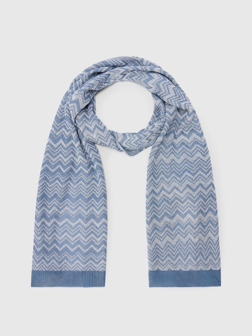 Zigzag viscose-blend scarf with ribbed edge