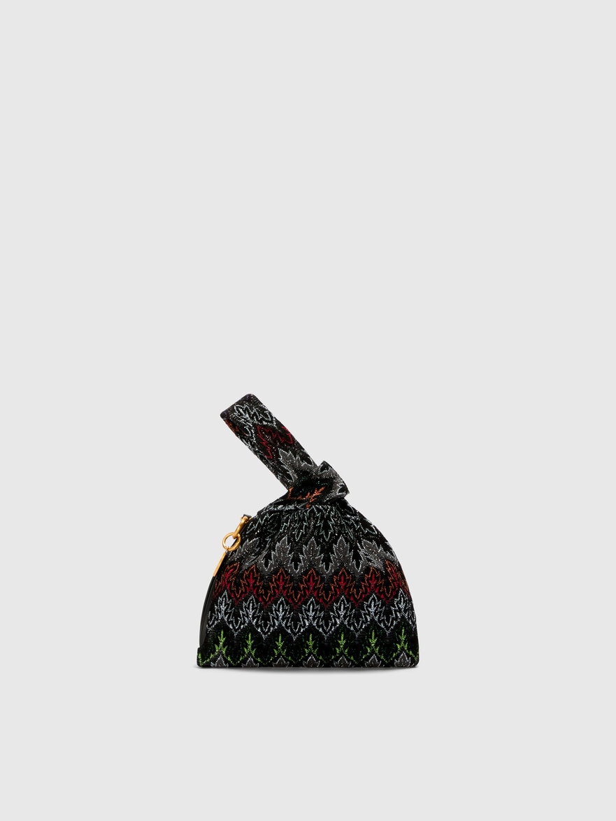Handbag in lamé viscose and cotton