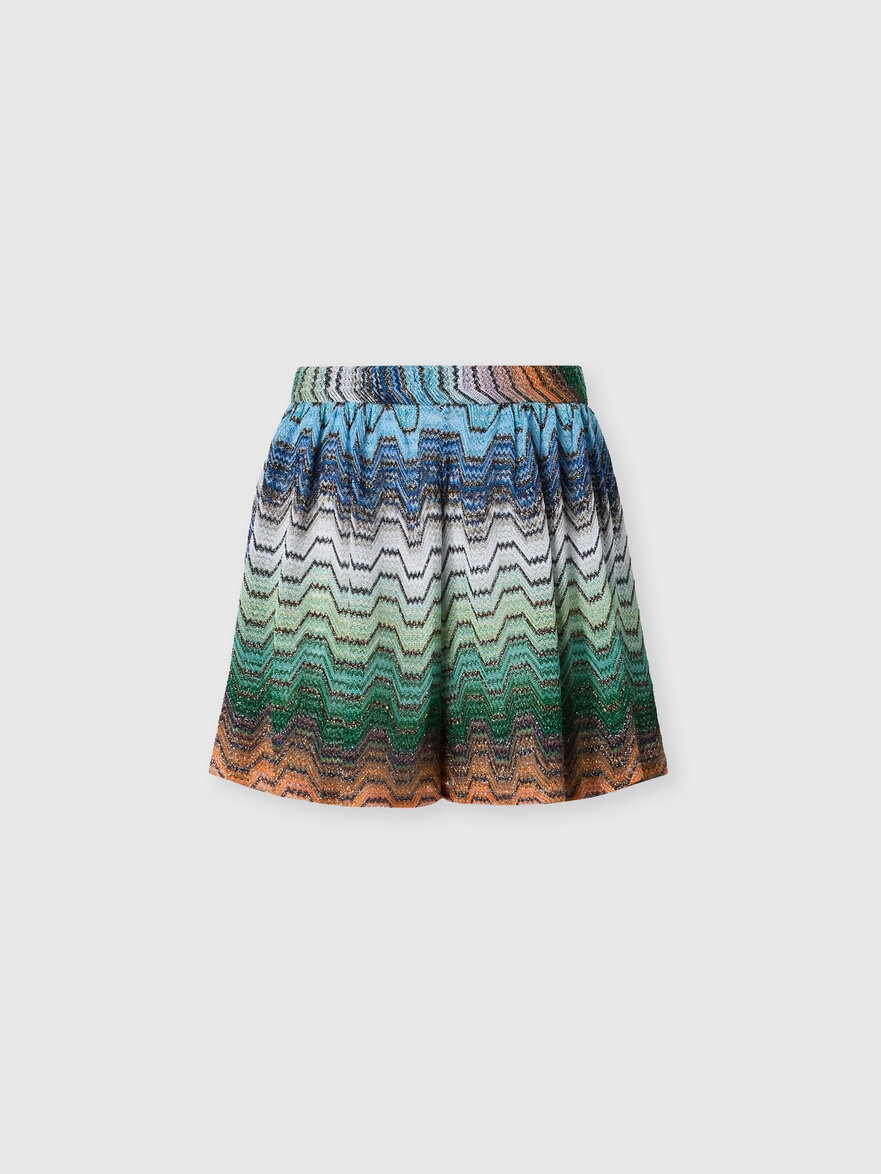 Shorts in viscose lamé blend with greek motif