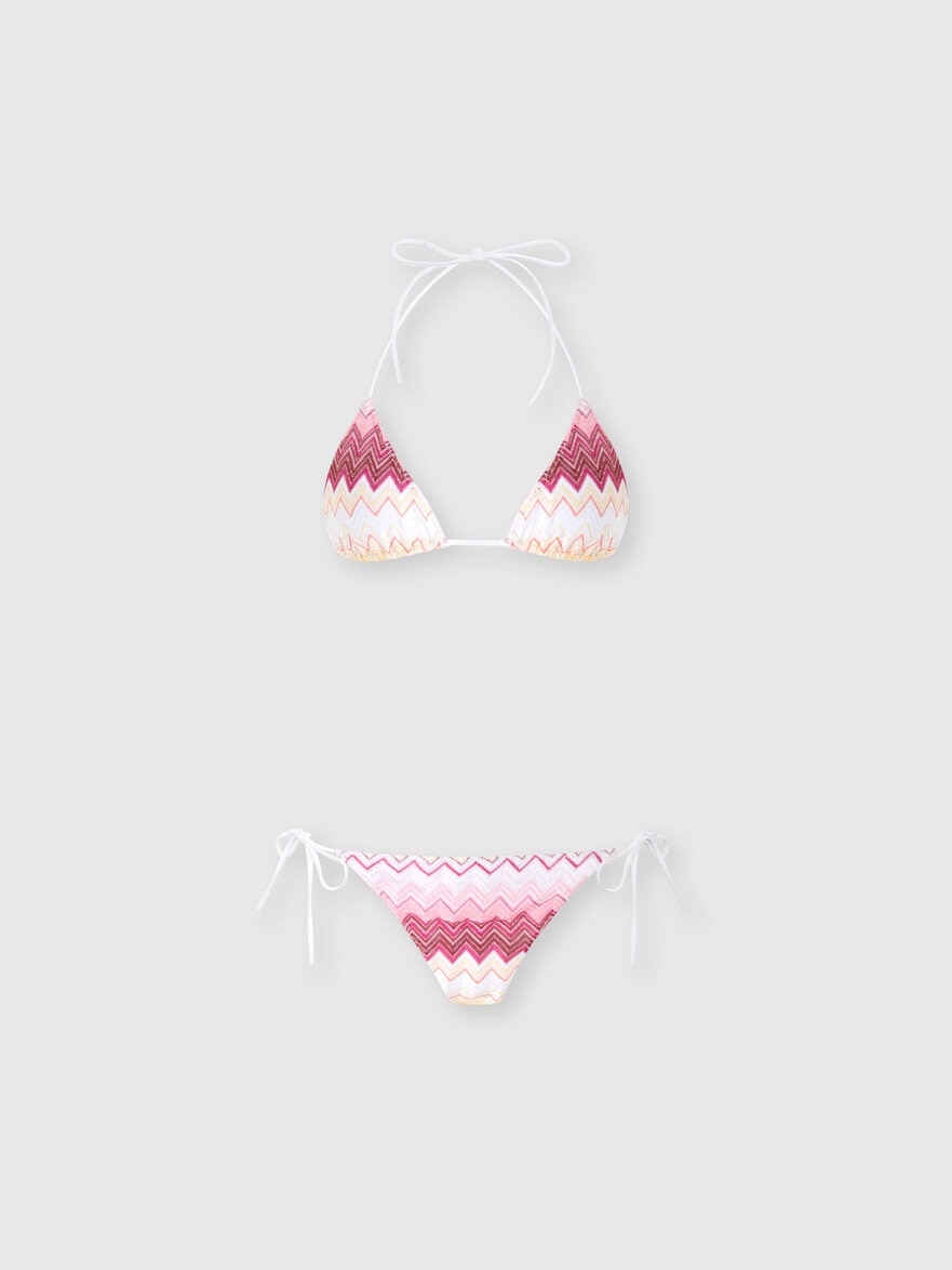 Triangle bikini in viscose blend zig zag lamé