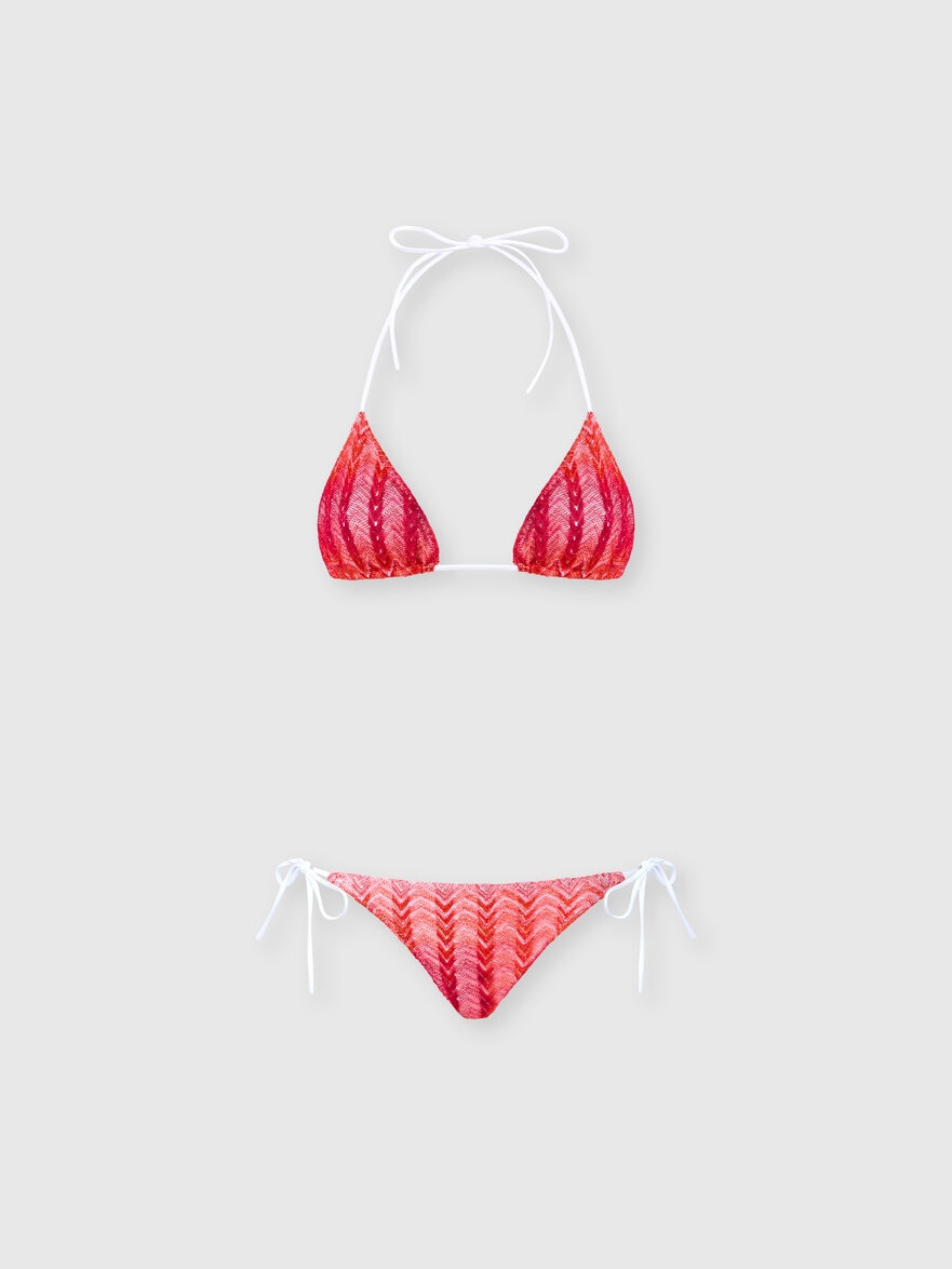Viscose and lamé chevron-patterned bikini