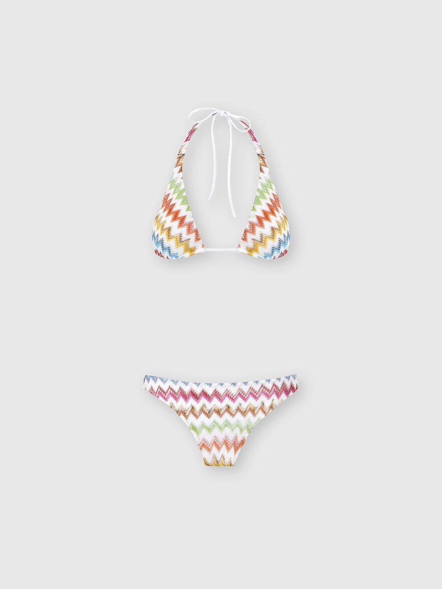 Bikini in lamé viscose with micro zigzag pattern