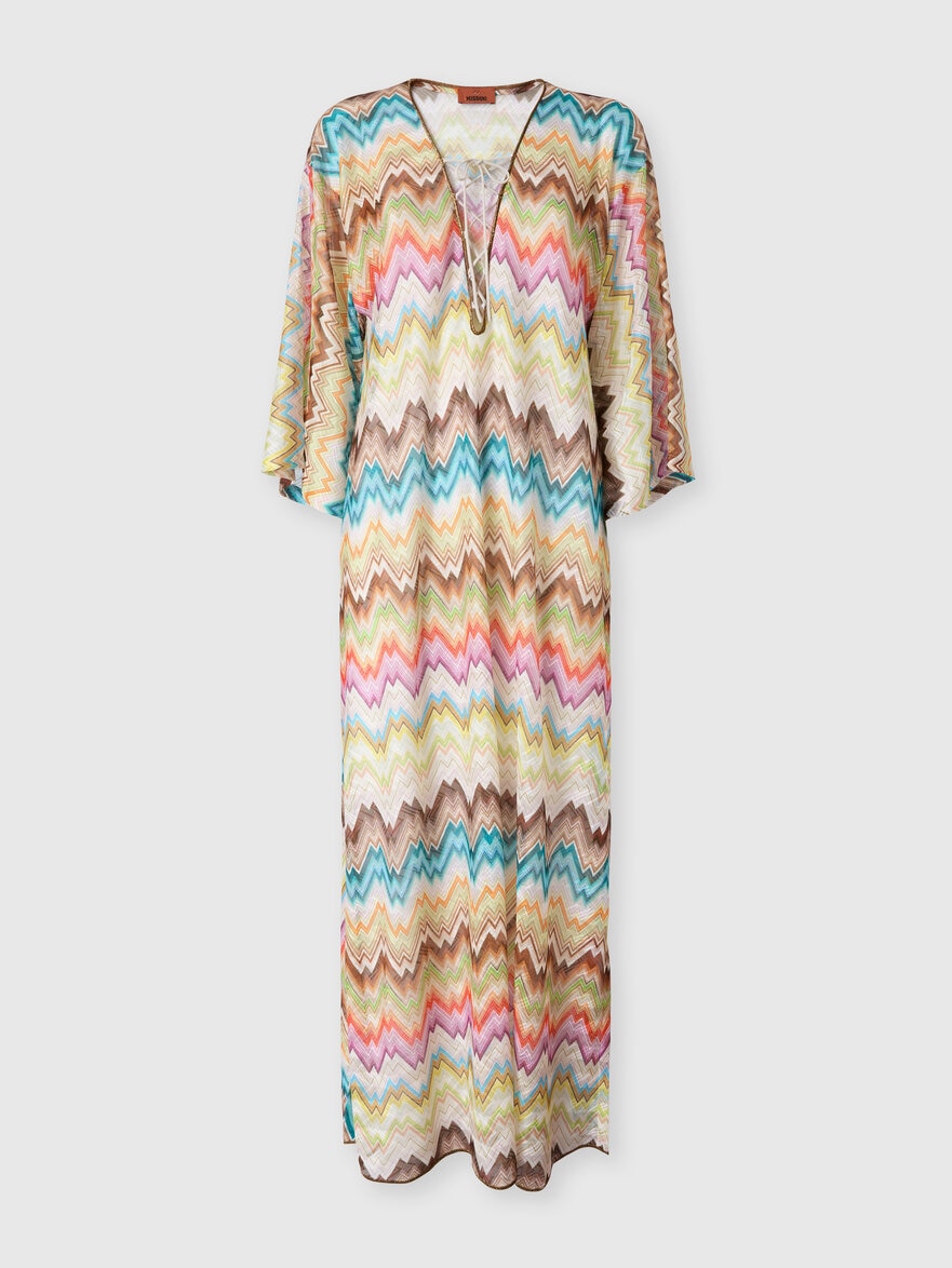Caftan cover-up with irregular zig zag print