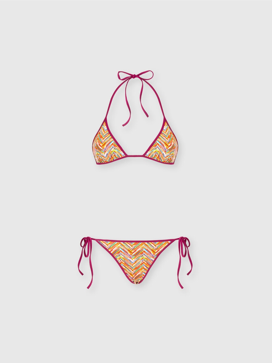 Reversible triangle bikini with print