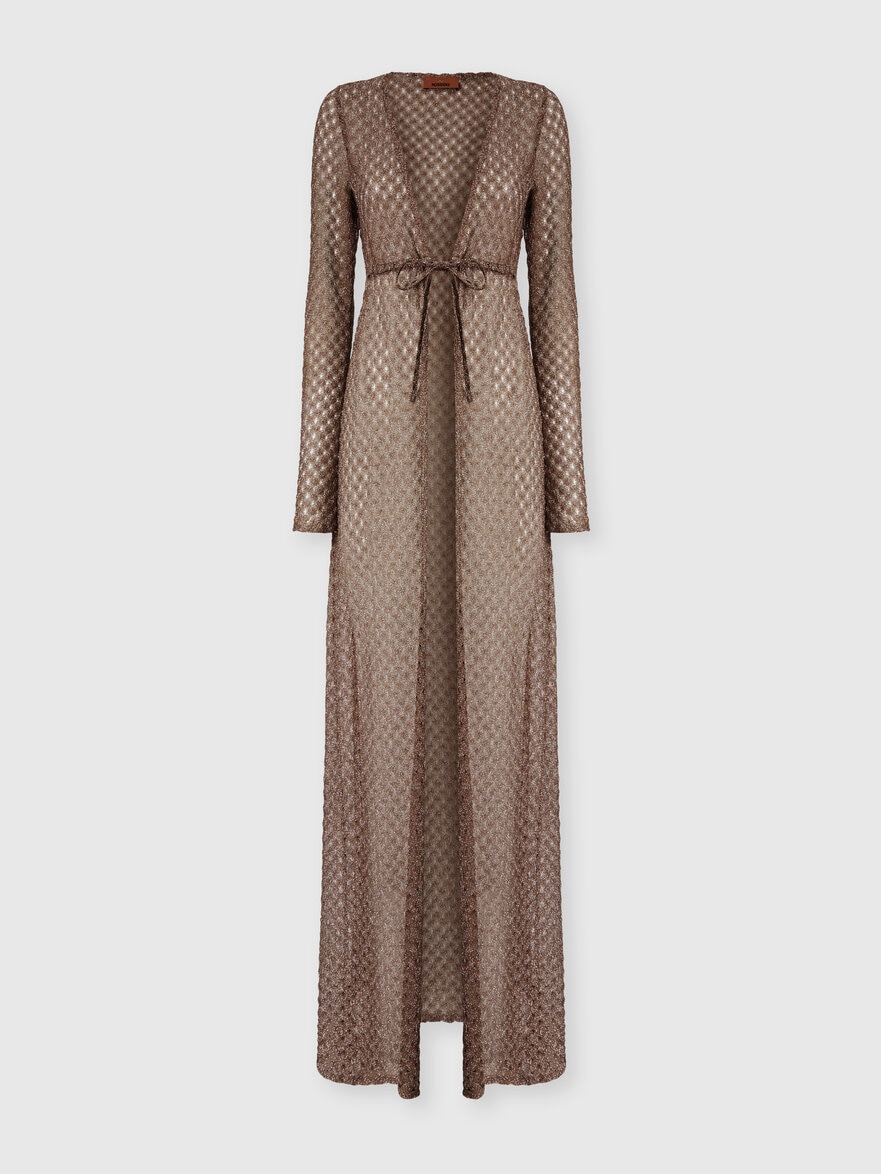 Long Cardigan in Lamé Viscose with Spiderweb Motif