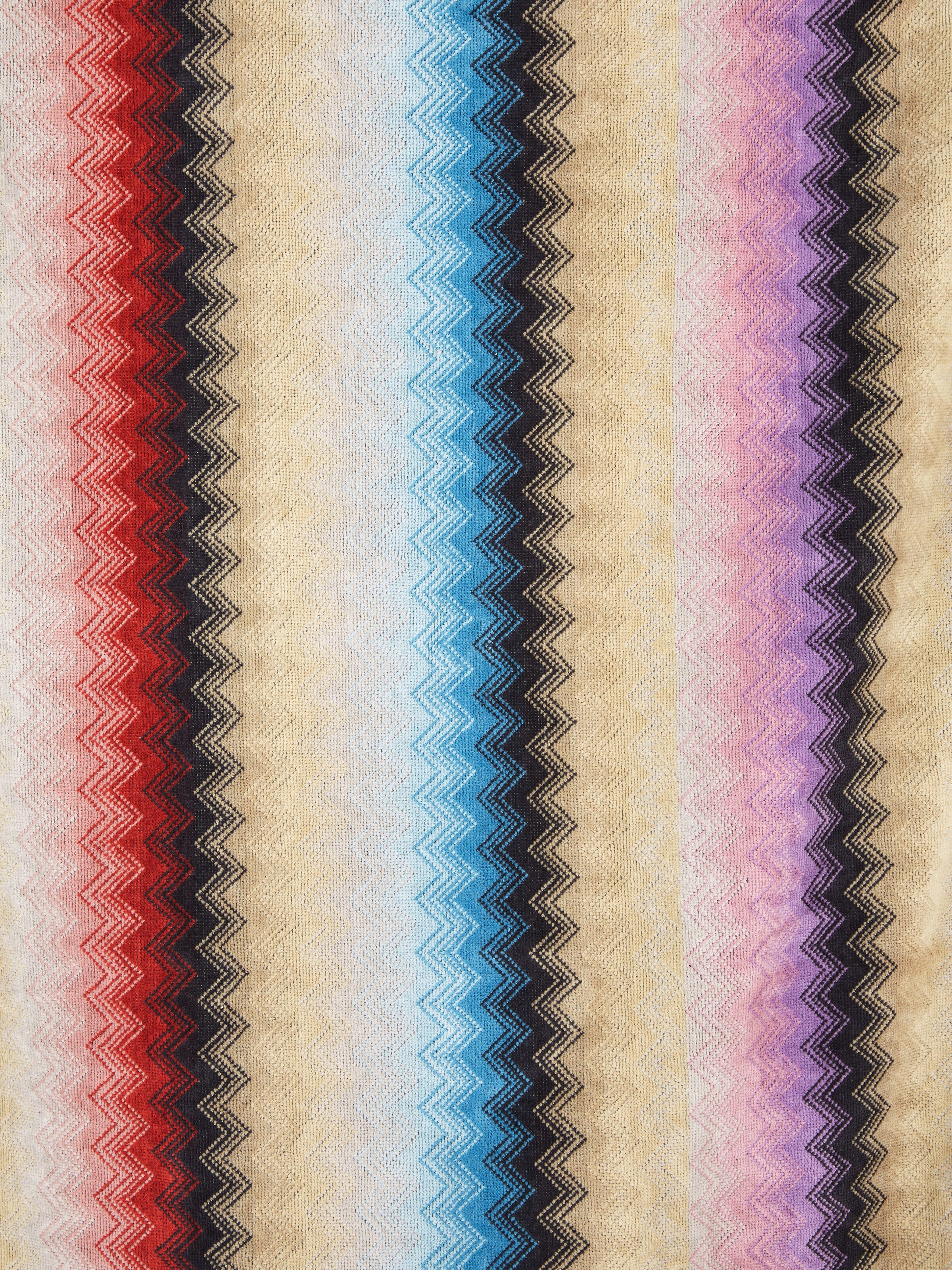 Byron hooded cotton chevron bathrobe, Multicoloured  - 3
