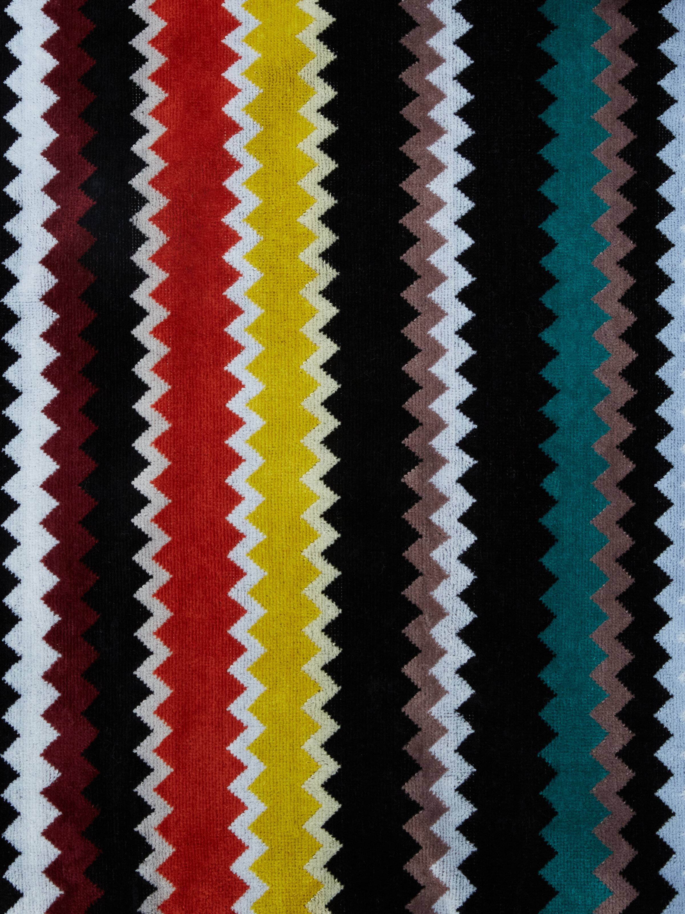 Long Curt chevron cotton terry hooded bathrobe, Multicoloured  - 3