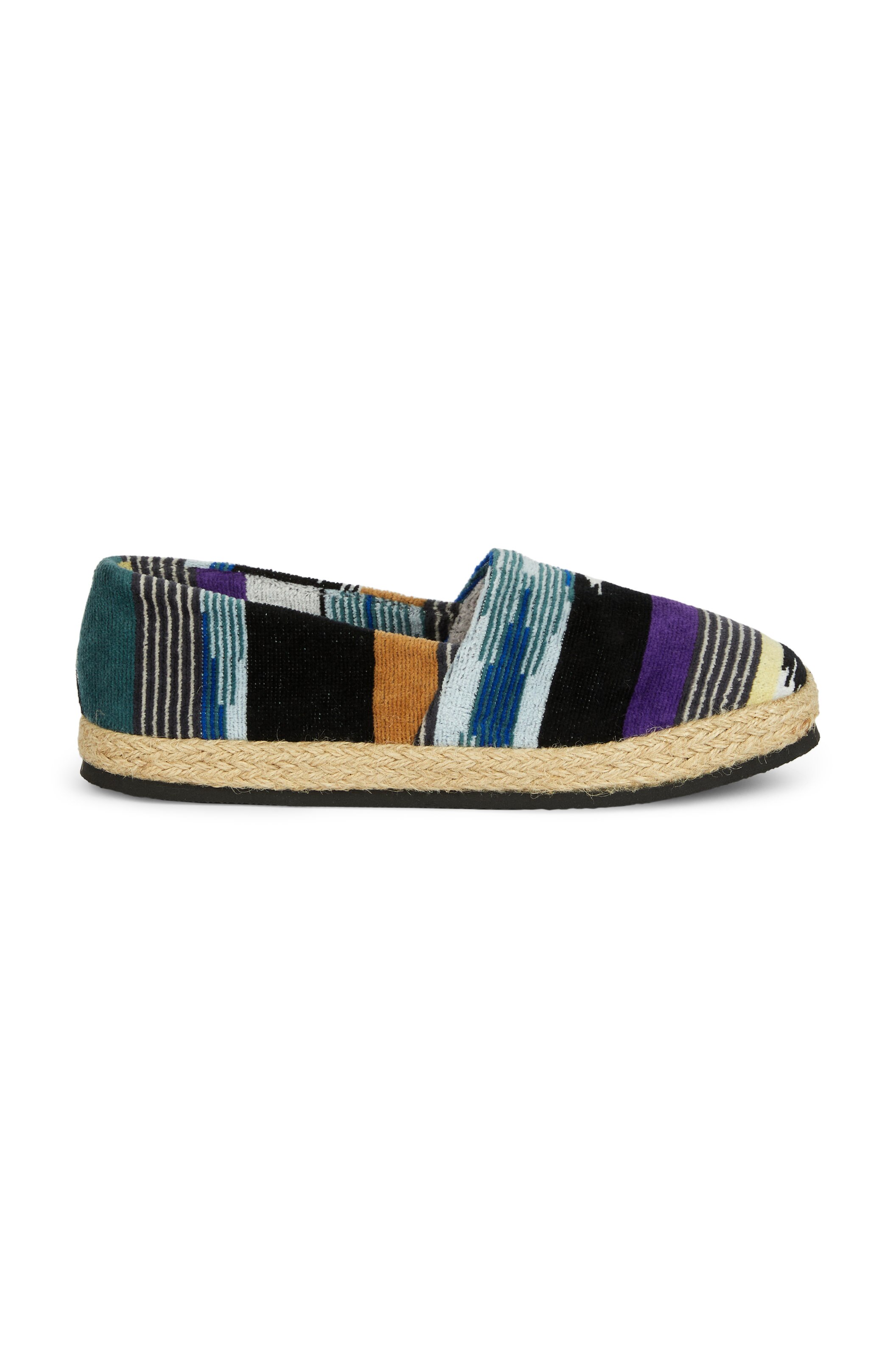 Pantofole modello friulane con fondo in corda, NERO MULTICOLOR - 0