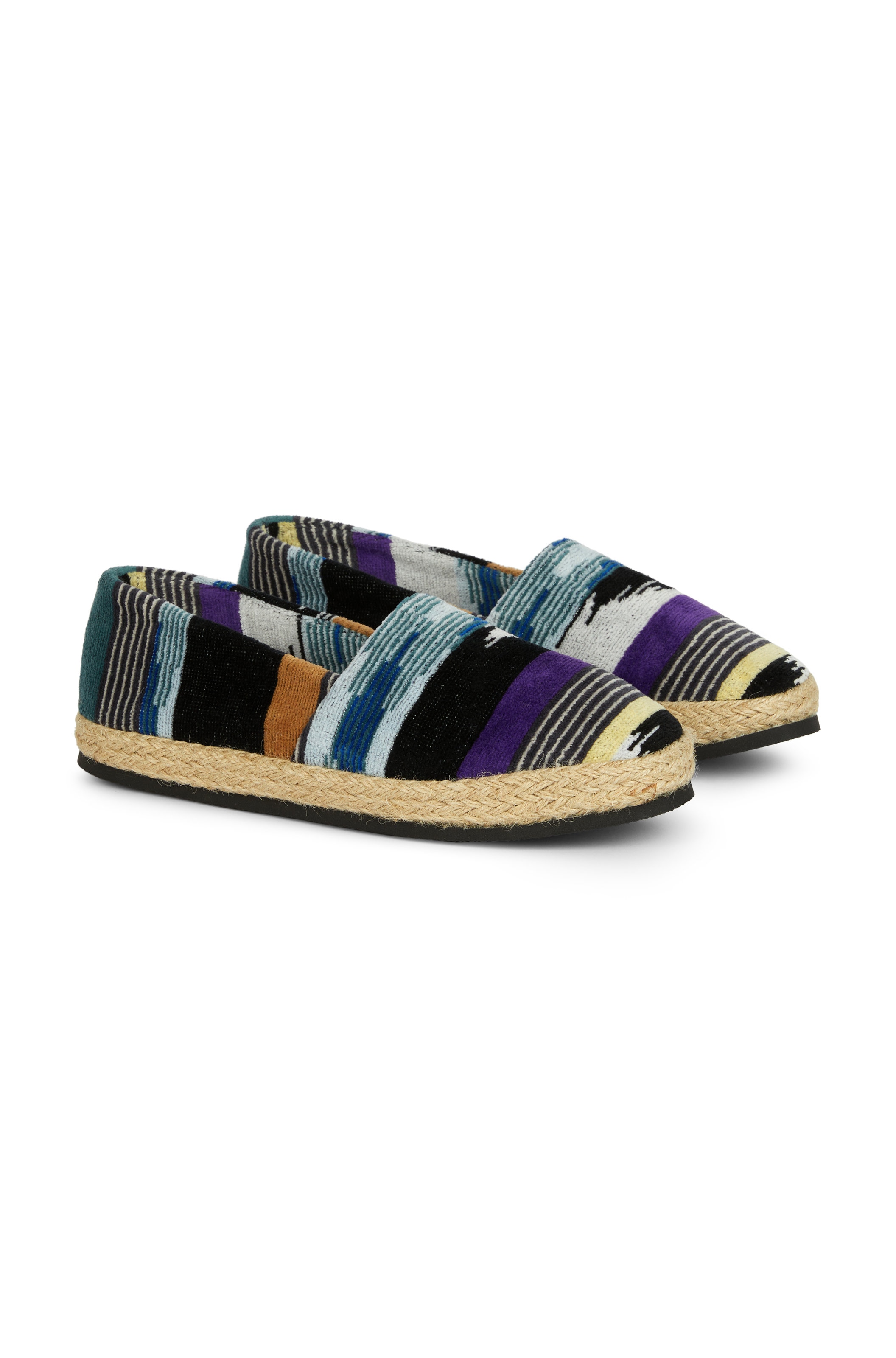 Pantofole modello friulane con fondo in corda, NERO MULTICOLOR - 1