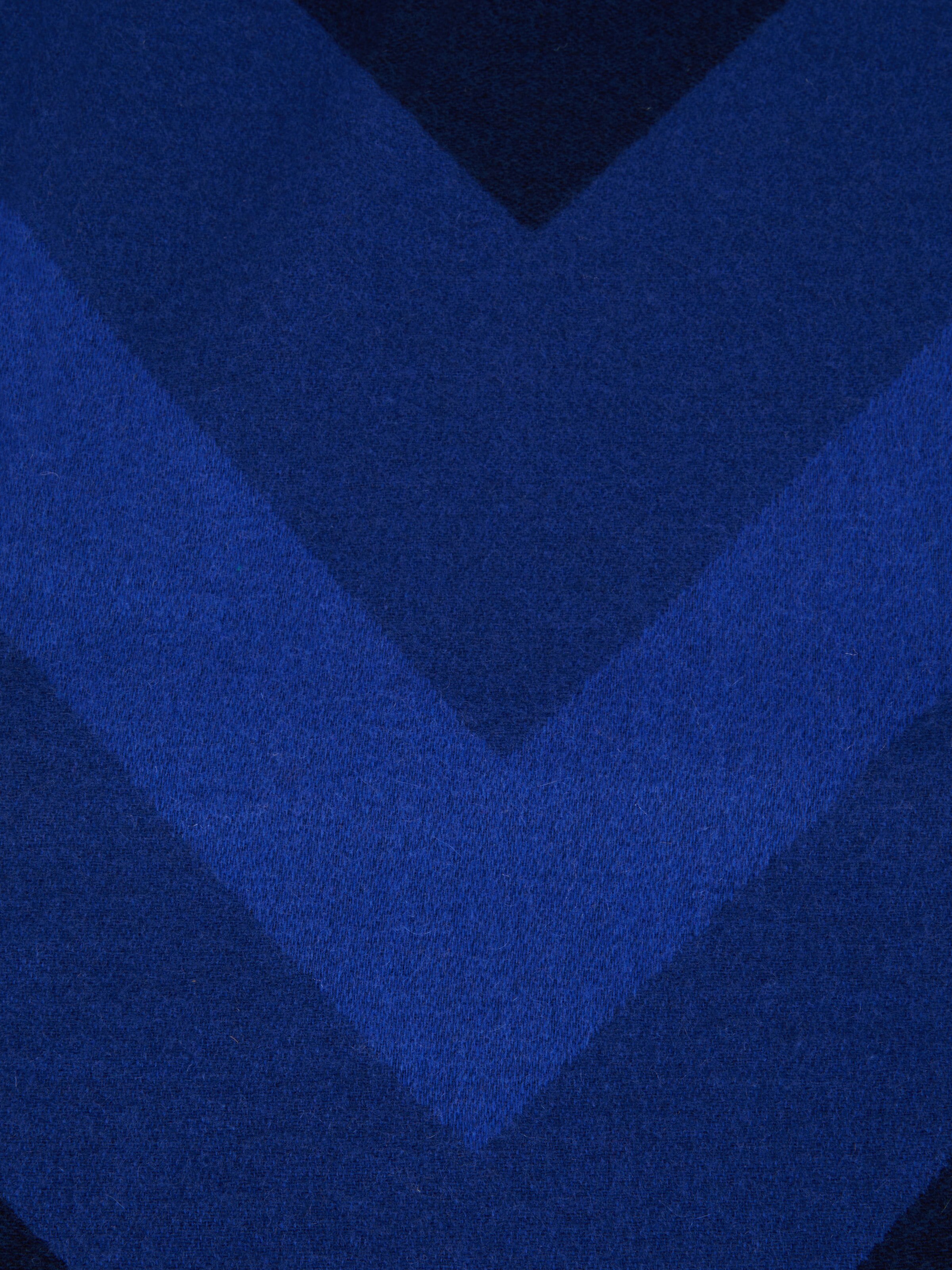 Plaid Cornelio 130x190 cm aus Wolle mit Zickzacklinien, Blau - 3