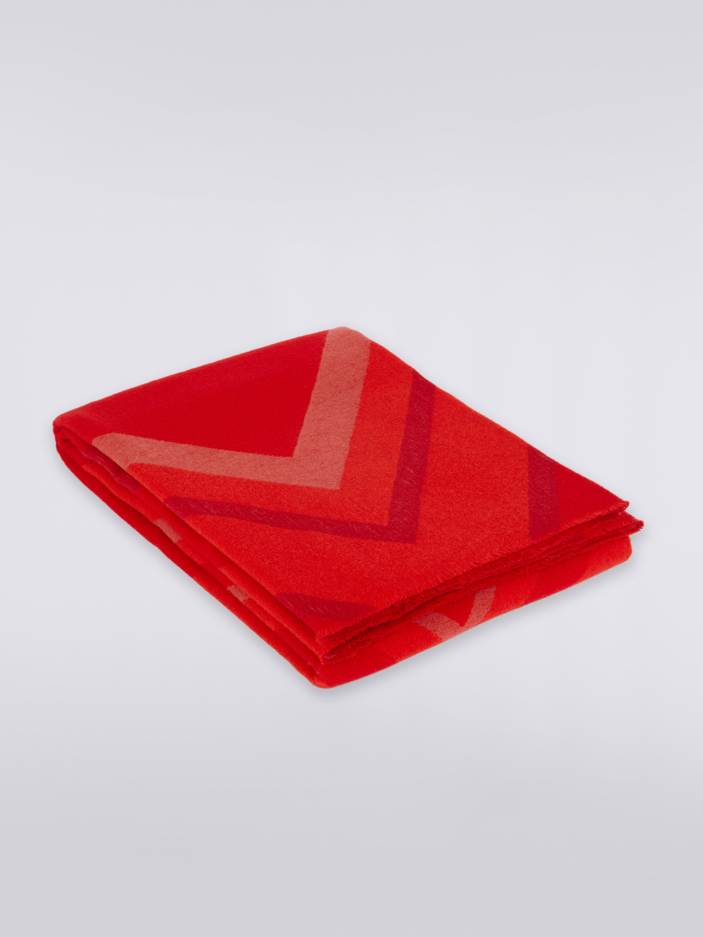 Cornelio 130x190 cm plaid blanket in zigzag wool, Red  - 0