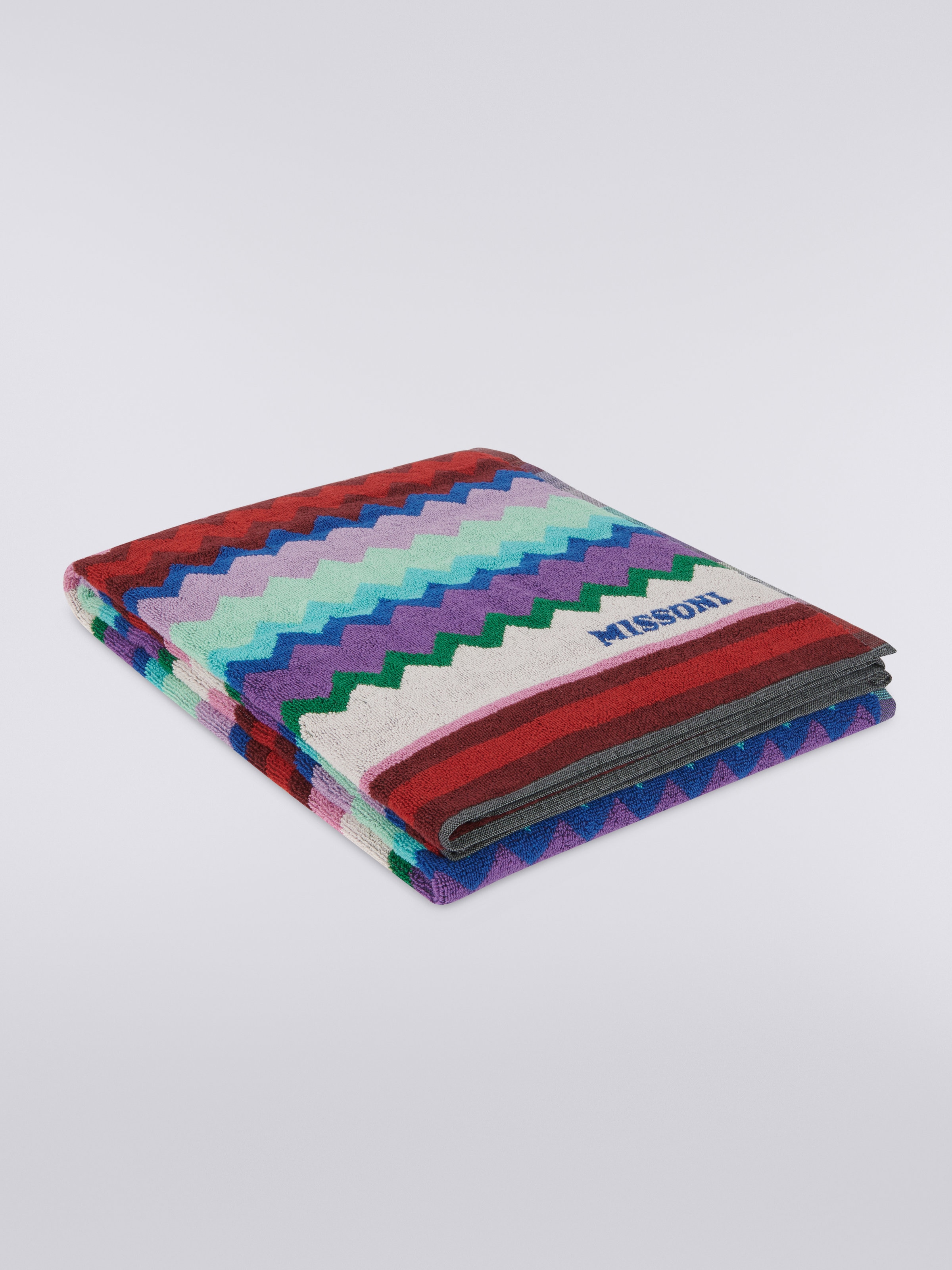 100x180 cm Chantal chevron cotton terry beach towel, Multicoloured  - 0