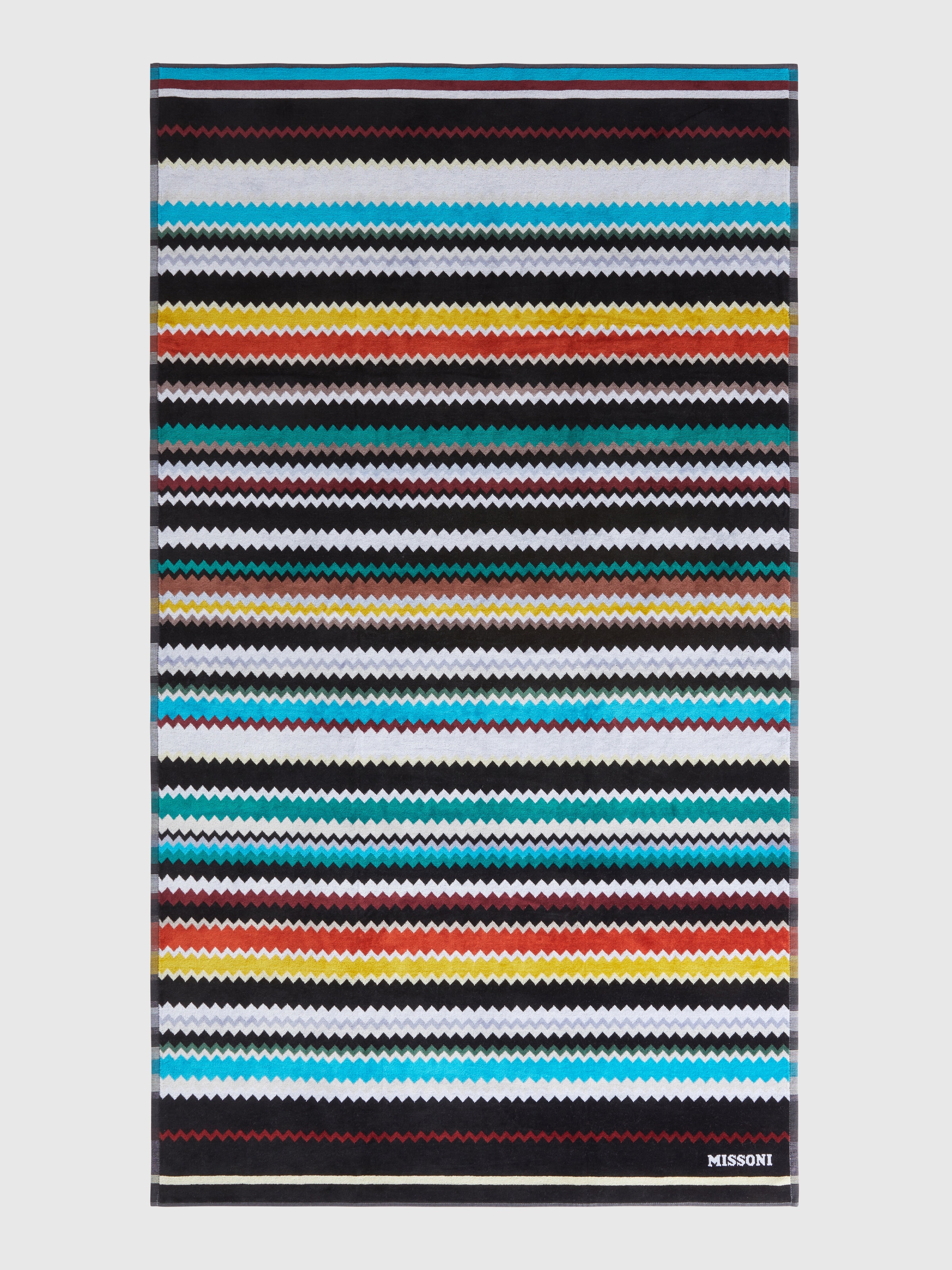 Curt 100x180 cm beach towel in zigzag cotton terry cloth, Multicoloured  - 1