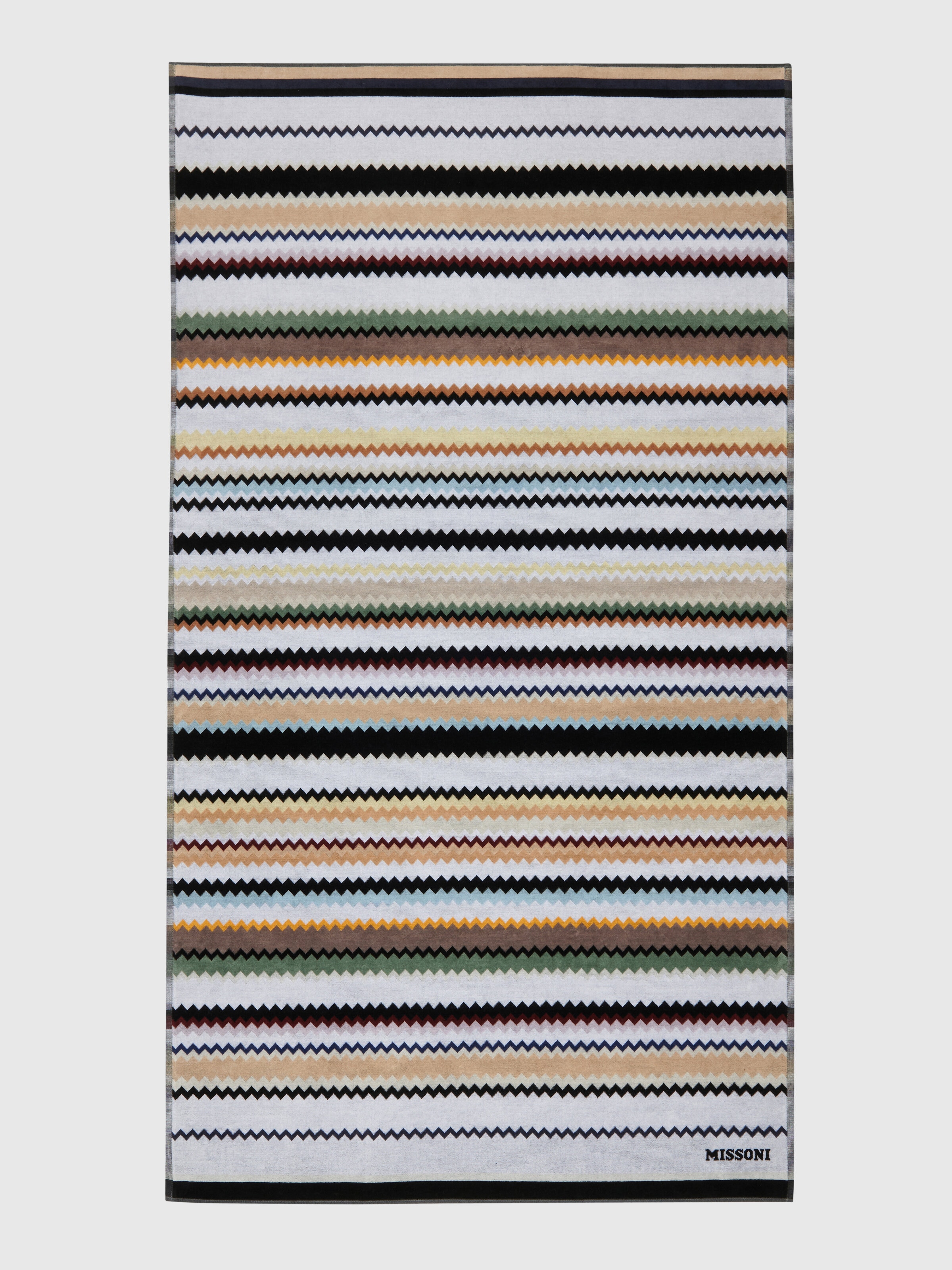 Telo mare 100x180 cm Curt in spugna di cotone zig zag, Nero    - 1