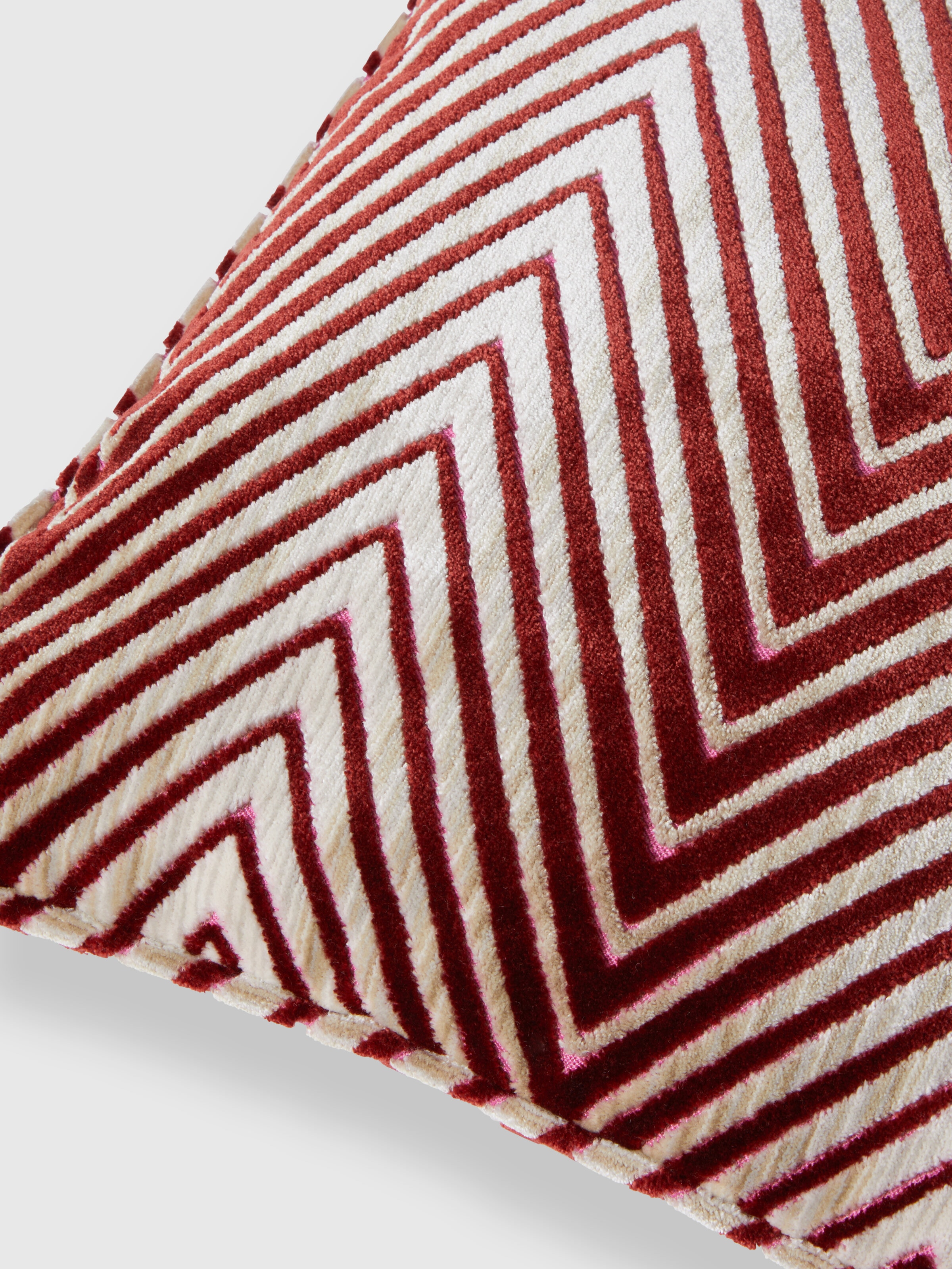 Cuscino Ziggy 40x40 cm in misto viscosa zig zag, Rosso & Multicolore - 2