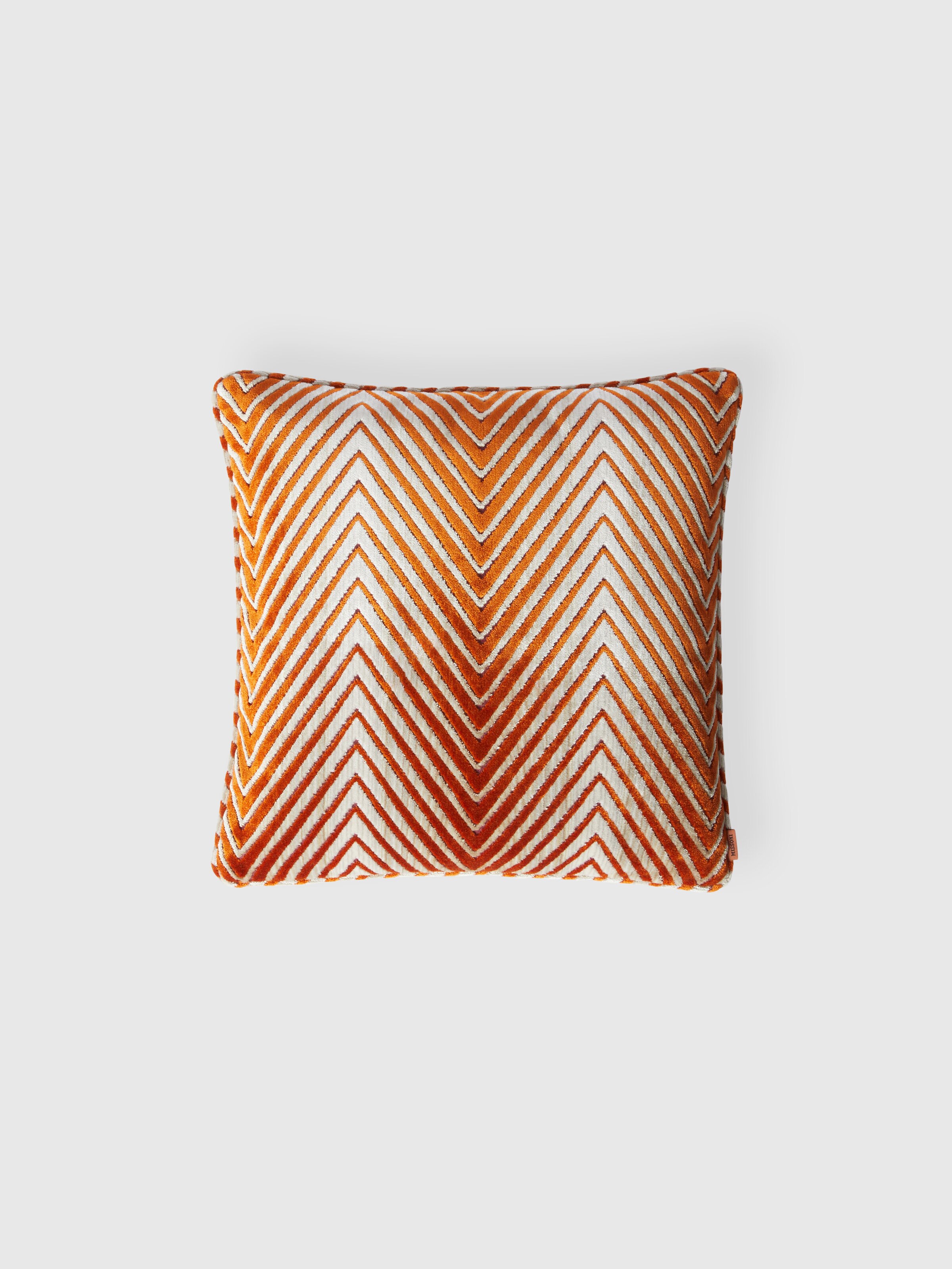 Ziggy 40x40 cm viscose blend zigzag cushion, Orange Multicoloured  - 0