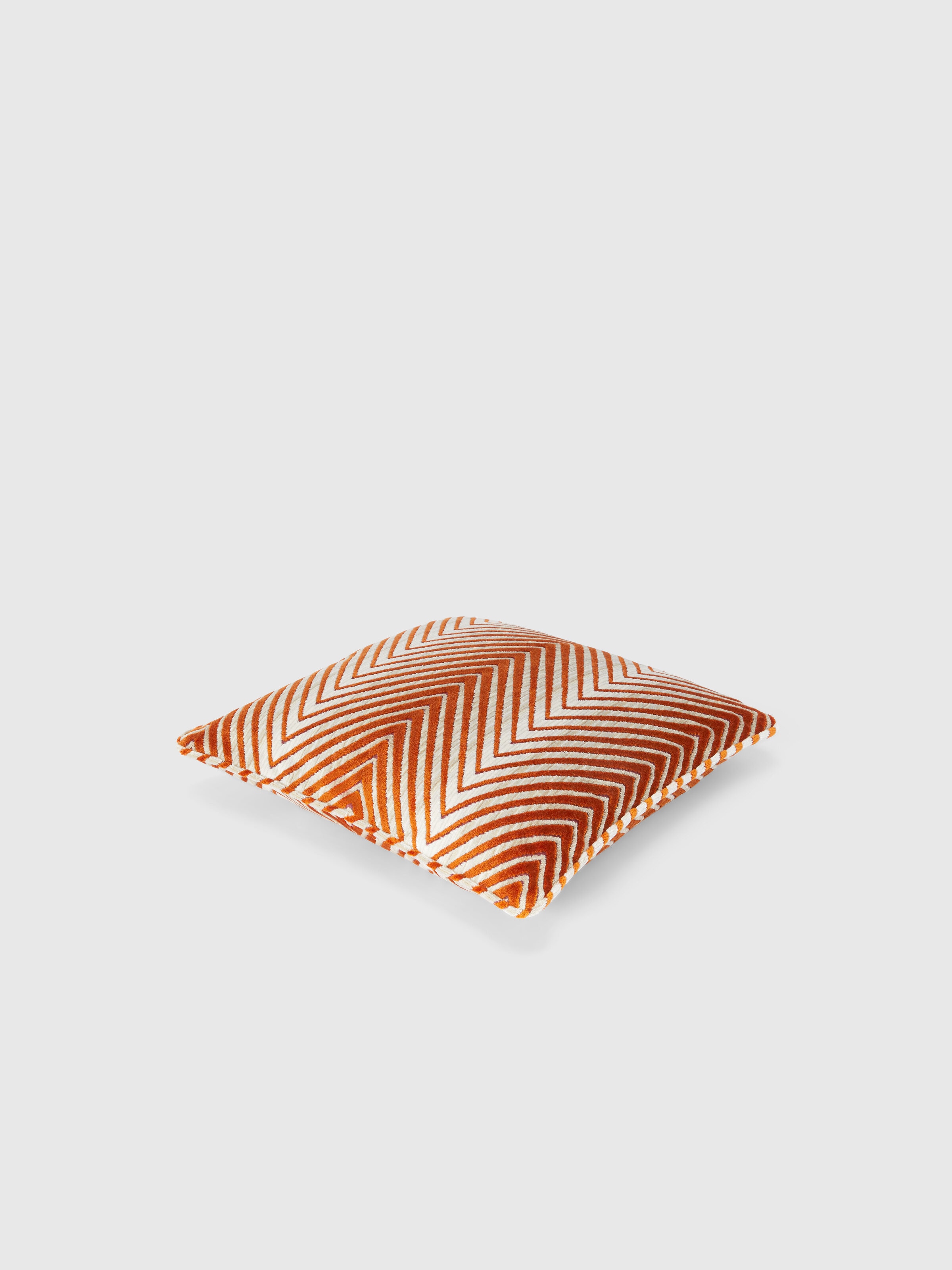Ziggy 40x40 cm viscose blend zigzag cushion, Orange Multicoloured  - 1