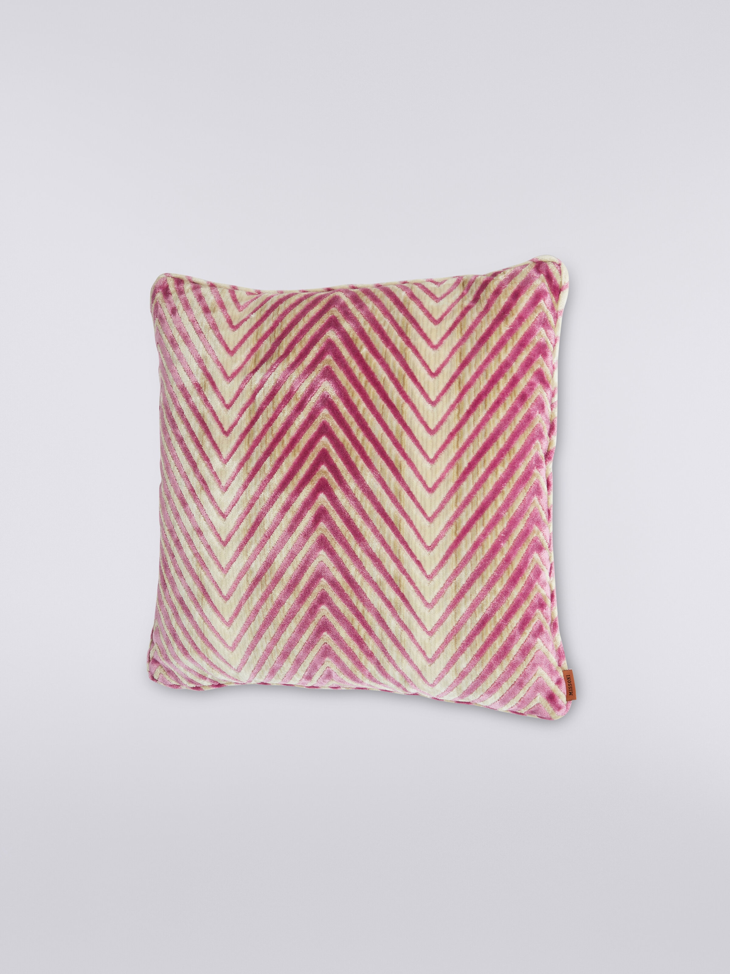 Coussin Ziggy 40x40 cm en viscose zigzag, Multicolore  - 1