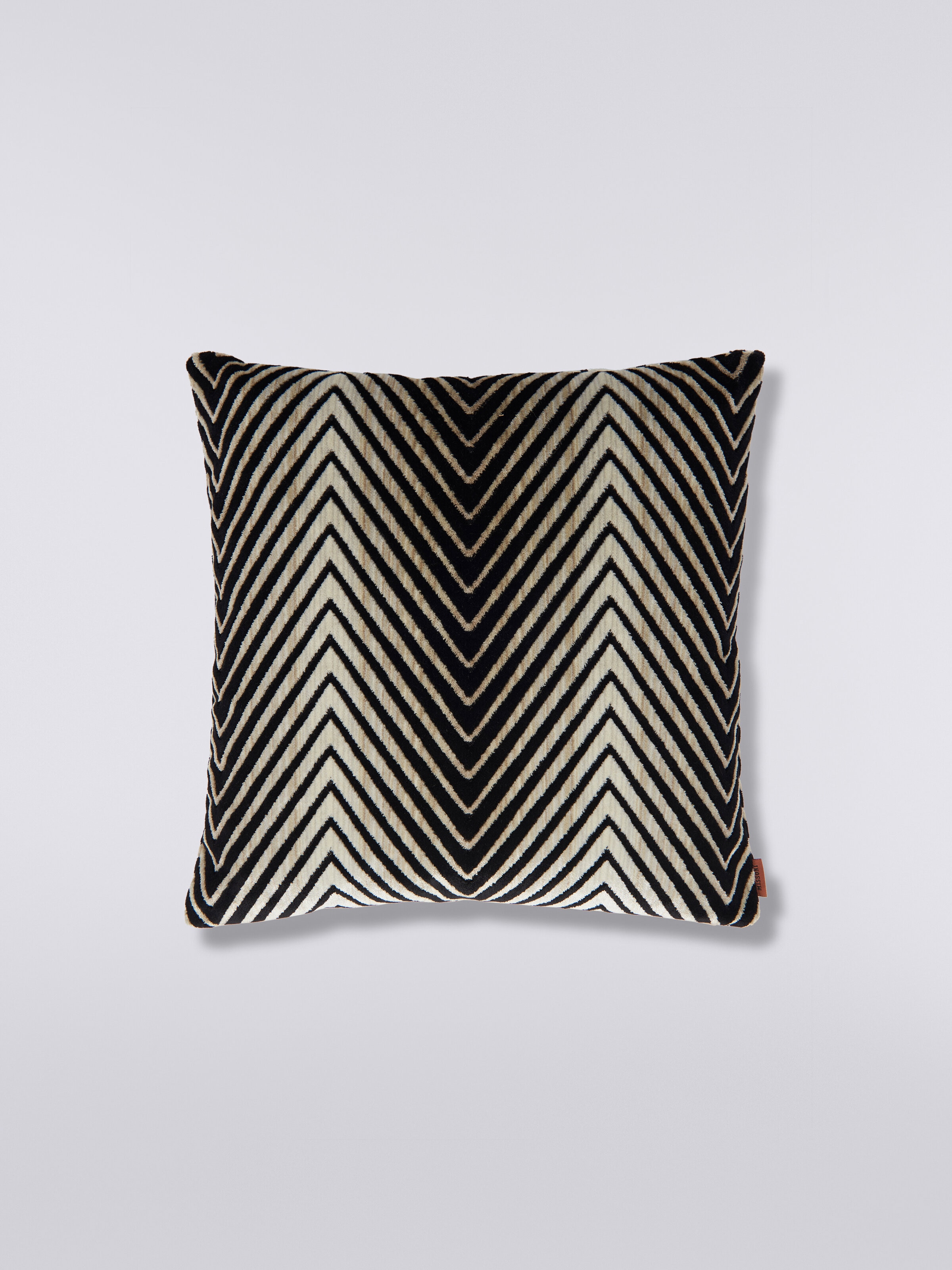 Ziggy 40x40 cm viscose blend zigzag cushion, Black & White - 0