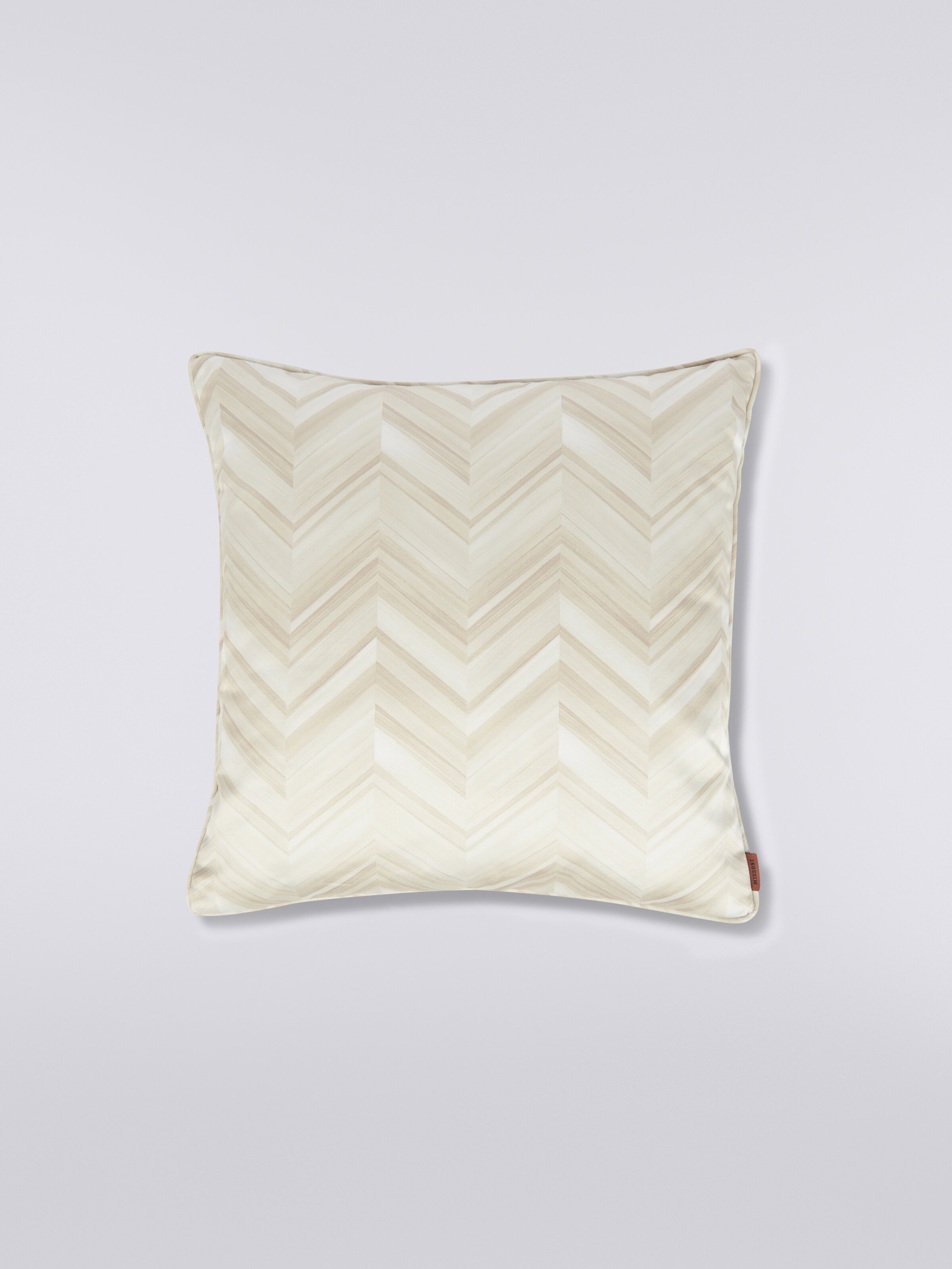 Cuscino Layers 40x40 cm in rasatello di cotone chevron, Bianco  - 0
