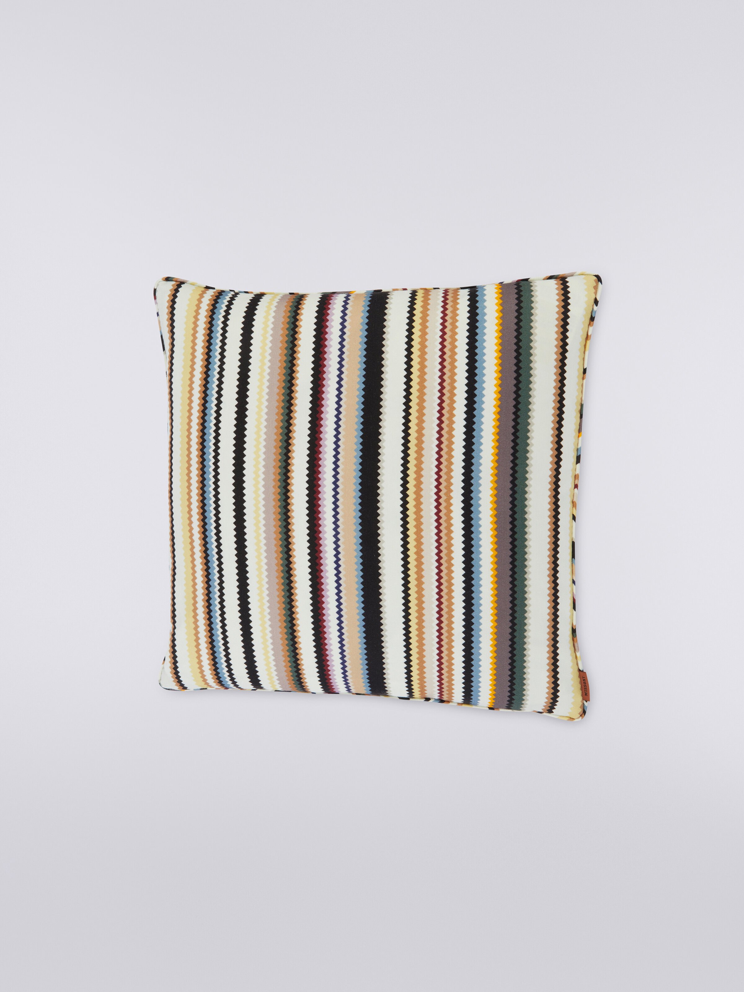 Cuscino Shangai 40x40 cm in raso di lana zig zag, Nero    - 1
