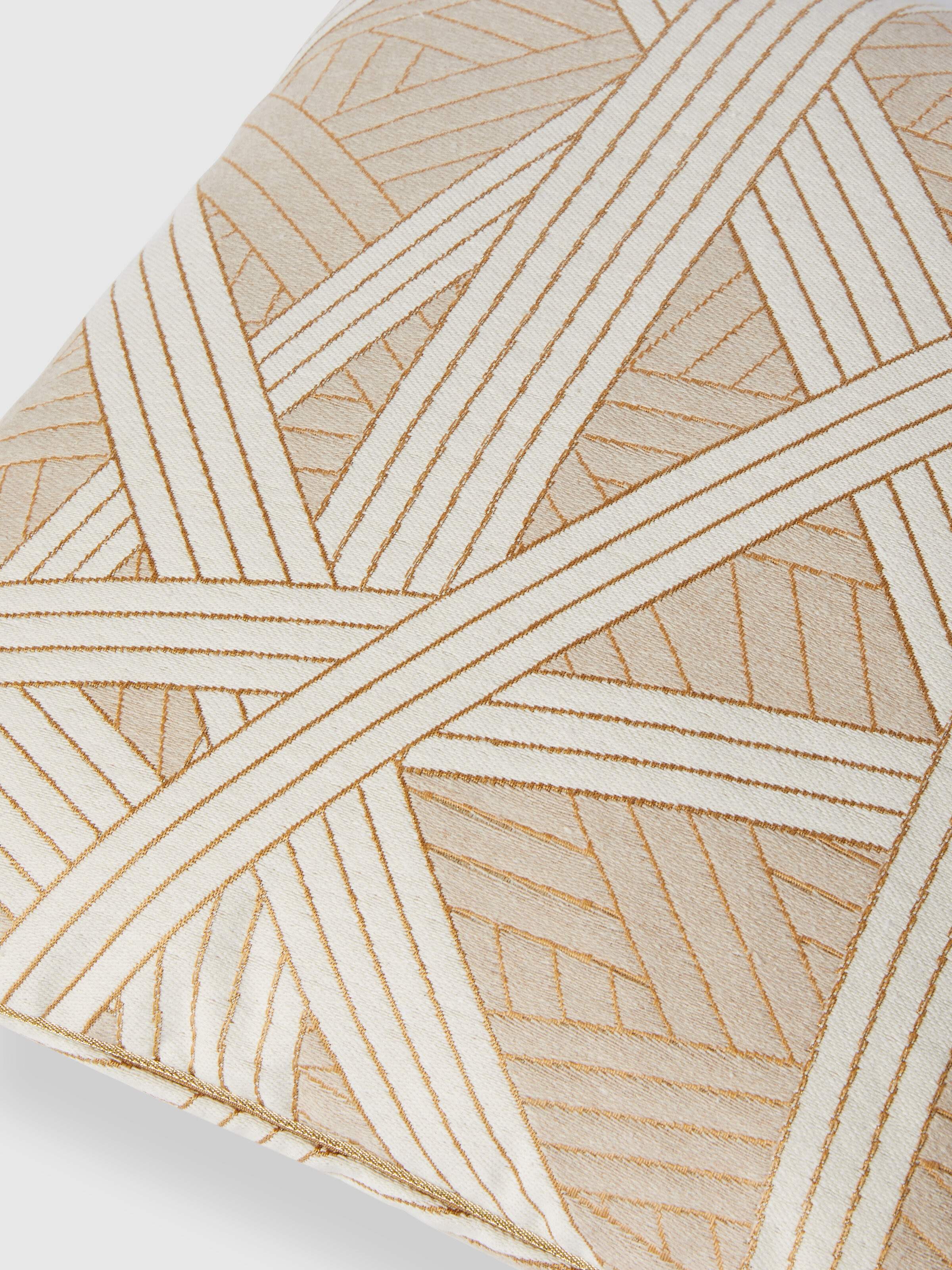 Cuscino Nastri 40x40 cm con impunture, Beige - 2
